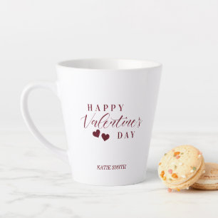 Red Glitter Happy Valentine's Day Hearts Latte Mug