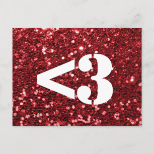 Red Glitter Heart Love Postcard