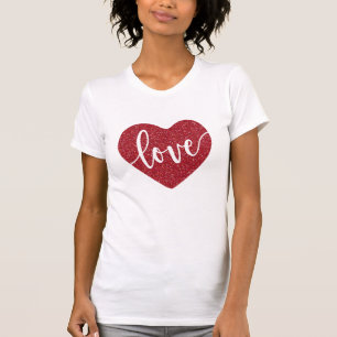 Red Glitter Heart Love    Valentine's T-Shirt