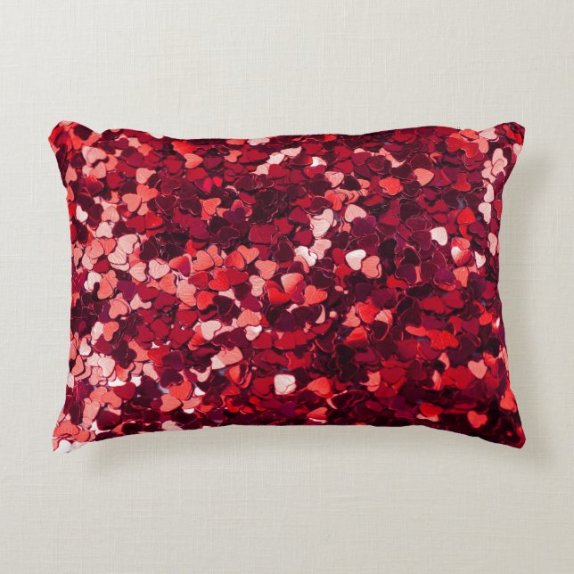 Red Glitter Heart: Minimalist Texture. Accent Pillow (Front)
