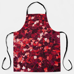 Red Glitter Heart: Minimalist Texture. Apron