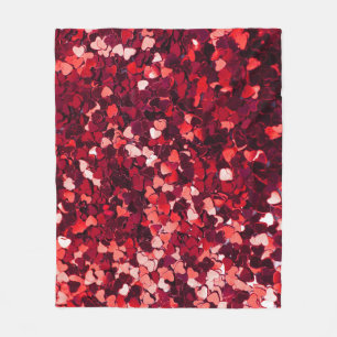 Red Glitter Heart: Minimalist Texture. Fleece Blanket