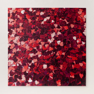 Red Glitter Heart: Minimalist Texture. Jigsaw Puzzle
