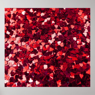 Red Glitter Heart: Minimalist Texture. Poster