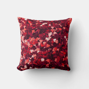 Red Glitter Heart: Minimalist Texture. Throw Pillow