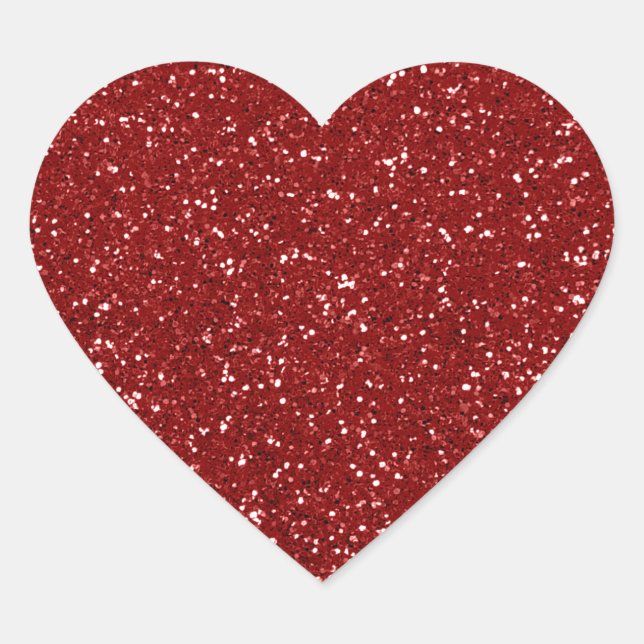 Red Glitter Heart Sticker (Front)