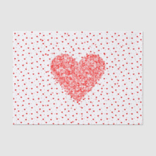 Red Glitter Hearts Pattern Tissue Paper