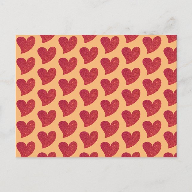 Red Glitter Hearts Postcard (Front)