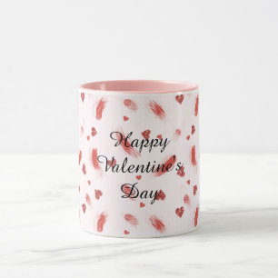 Red Glitter Hearts Streaks Valentine's Day Mug