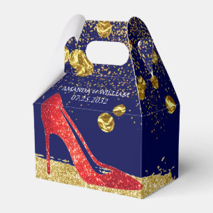 Red Glitter High Heels Elegant Wedding Favour Box