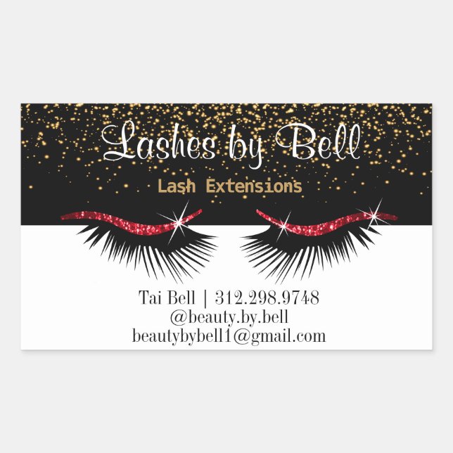 Red Glitter Lashes Sticker (Front)