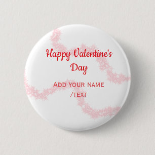 Red glitter lines happy Valentine's day spiral nam 2 Inch Round Button