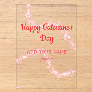 Red glitter lines happy Valentine's day spiral nam Acrylic Invitations
