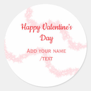 Red glitter lines happy Valentine's day spiral nam Classic Round Sticker