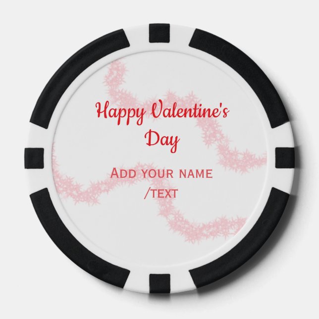 Red glitter lines happy Valentine's day spiral nam Poker Chips (Front)