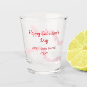 Red glitter lines happy Valentine's day spiral nam Shot Glass