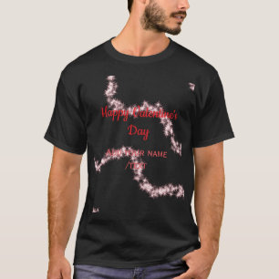 Red glitter lines happy Valentine's day spiral nam T-Shirt