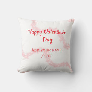 Red glitter lines happy Valentine's day spiral nam Throw Pillow