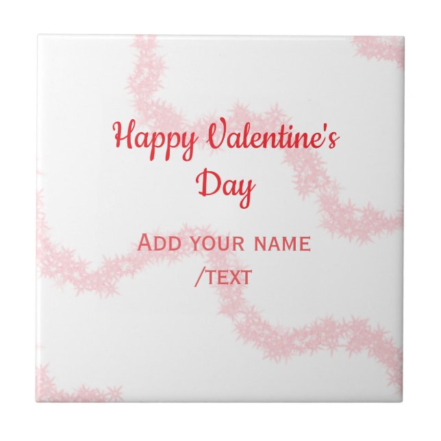 Red glitter lines happy Valentine's day spiral nam Tile (Front)