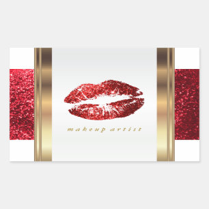 Red Glitter Lips and Elegant Gold Accents 2 Sticker