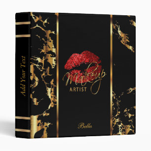 Red Glitter Lips and Gold Marble Binder