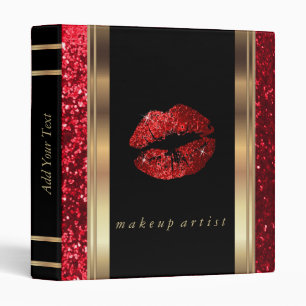Red Glitter Lips and Metallic Gold Binder