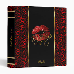 Red Glitter Lips and Red Leopard Binder