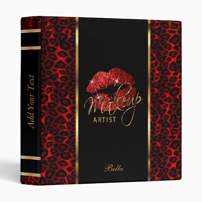 Red Glitter Lips and Red Leopard Binder (Front/Spine)