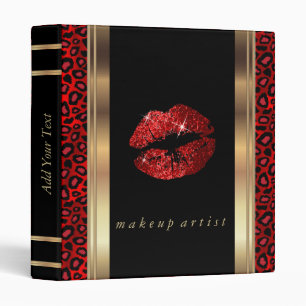 Red Glitter Lips and Red Leopard Print Binder