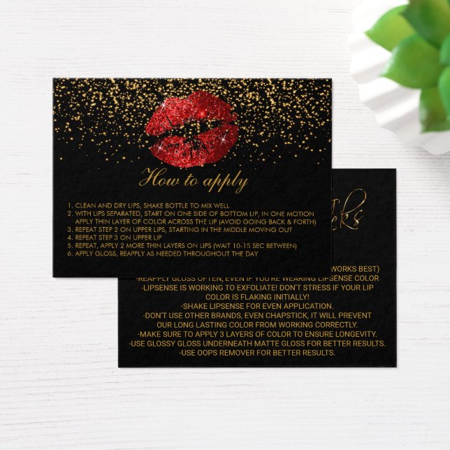 Red Glitter Lips Application Instructions (Desk)