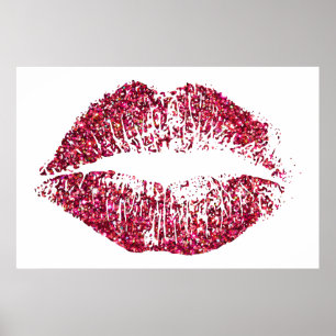 Red Glitter Lips Poster