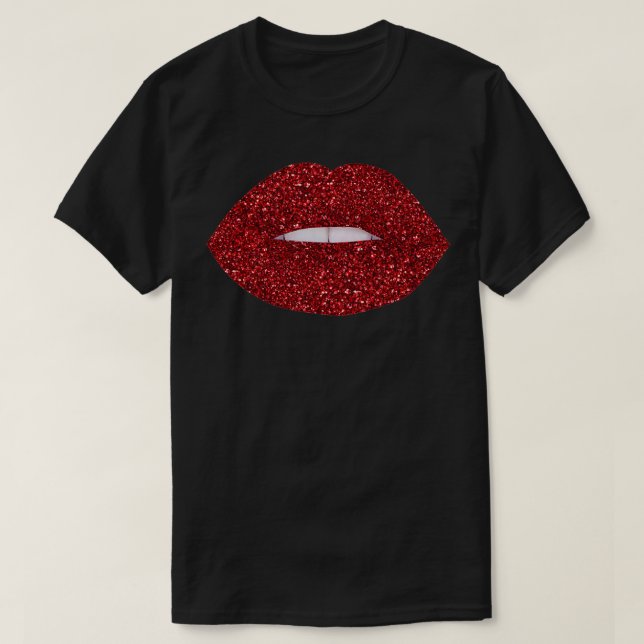 Red Glitter Lips T-Shirt (Design Front)