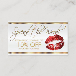 Red Glitter Lipstick Business Referral Card