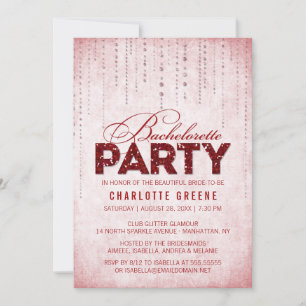 Red Glitter Look Bachelorette Party Invitation