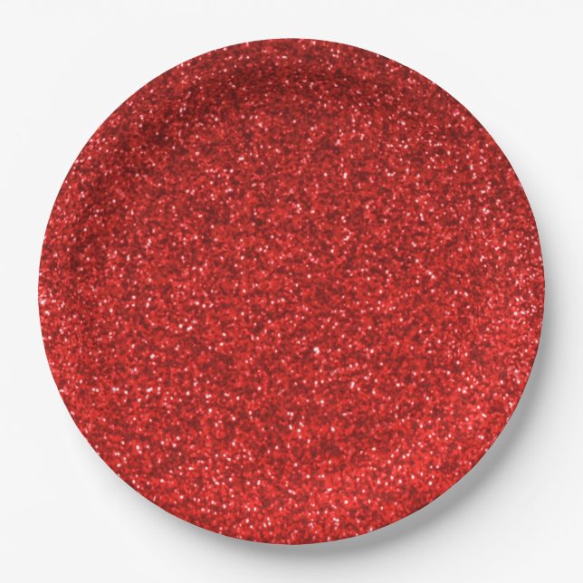 Red glitter look paper plates (Front)