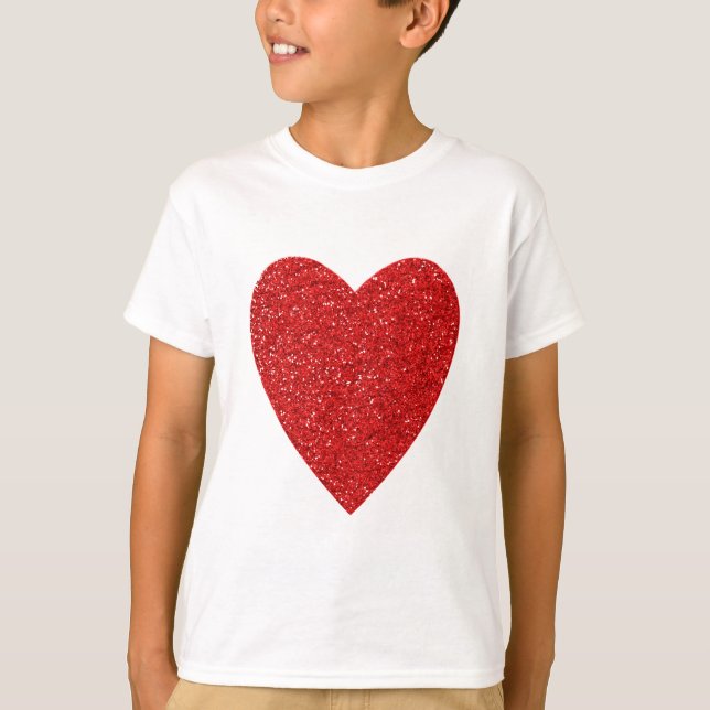 Red glitter love heart T-Shirt (Front)