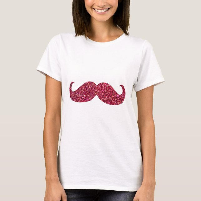 Red Glitter Moustache T-Shirt (Front)