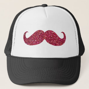 Red Glitter Moustache Trucker Hat