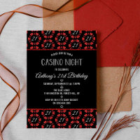 Red Glitter Poker Chip Casino Night Party