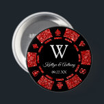 Red Glitter Poker Chip Casino Wedding Party Favour 3 Inch Round Button<br><div class="desc">Celebrate in style with this trendy poker chip button. The design is easy to personalize with your own wording and your family and friends will be thrilled when they receive this fabulous party favour. Matching items can be found in the collection.</div>