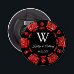 Red Glitter Poker Chip Casino Wedding Party Favour Bottle Opener<br><div class="desc">Celebrate in style with this trendy poker chip bottle opener. The design is easy to personalize with your own wording and your family and friends will be thrilled when they receive this fabulous party favour.</div>
