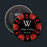 Red Glitter Poker Chip Casino Wedding Party Favour Bottle Opener<br><div class="desc">Celebrate in style with this trendy poker chip bottle opener. The design is easy to personalize with your own wording and your family and friends will be thrilled when they receive this fabulous party favour.</div>