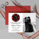 Red Glitter Poker Chip Casino Wedding Photo Save The Date<br><div class="desc">Celebrate in style with these modern and very trendy wedding save the date cards. This design is easy to personalize with your own special photo & wording and your guests will be thrilled when they receive these fabulous cards. Matching can be found in the collection.</div>