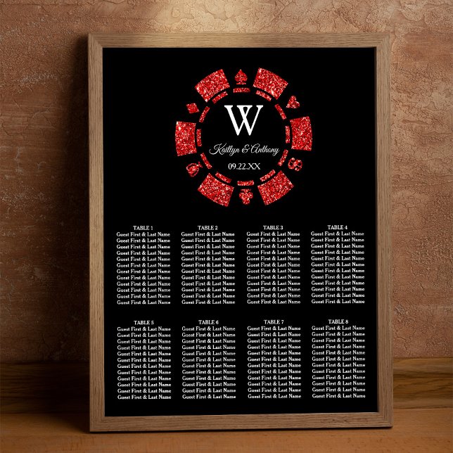 Red Glitter Poker Chip Casino Wedding Poster (Creator Uploaded)