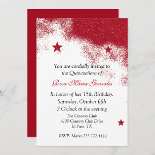 Red Glitter Quinceañera Invitation