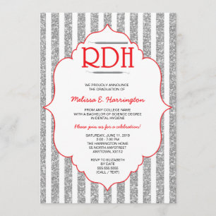 Red Glitter RDH graduation dental hygienist invite