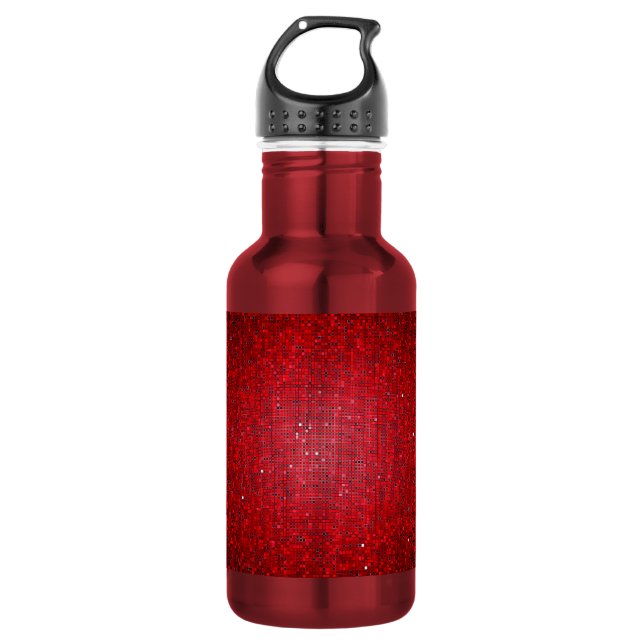 Red Glitter Sequin Disco 32. oz. 532 Ml Water Bottle (Front)