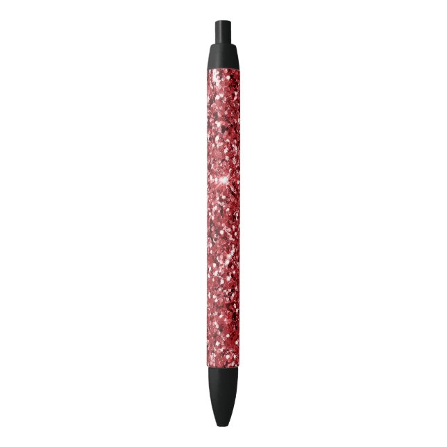 Red Glitter Sparkle        Black Ink Pen (Front Vertical)