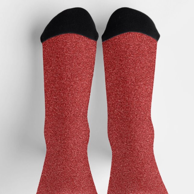 Red Glitter, Sparkle, Glitter Background Socks (Top)