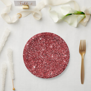 Red Glitter Sparkle Paper Plate